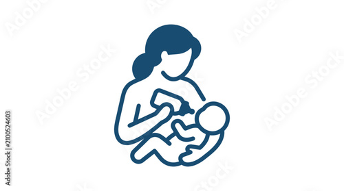Принти на полотні Woman Breastfeeding Newborn Baby Naturally.