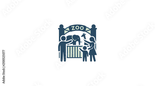 Zoo entrance sign with people icon.