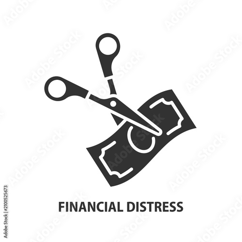 Photos Scissors cutting banknote glyph icon