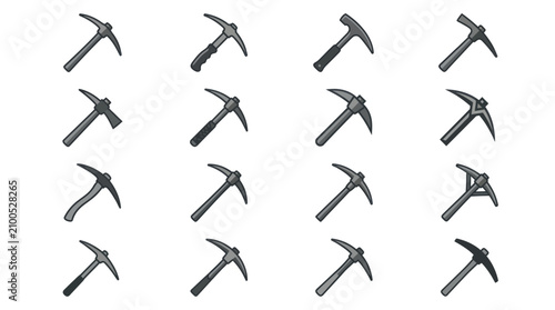 Foto Collection of pickaxes on display.
