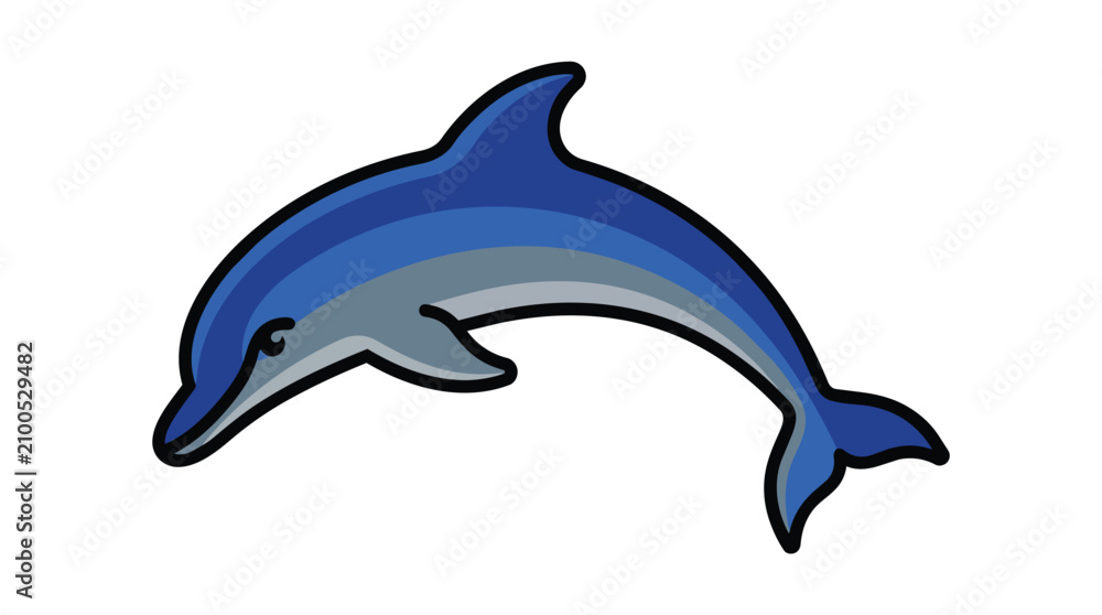 Obraz premium Playful Blue Dolphin Jumping Leaping High Illustration Isolated on White Background for Marine Life Theme Design