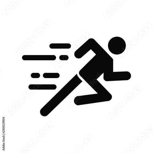 Bild auf Leinwand Running figure silhouette icon a minimalist black graphic on a transparent backg