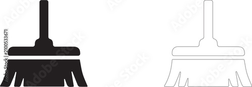 Photos Domestic broom for dust vector icon filled and outline, dry wooden floor sweeping symbol