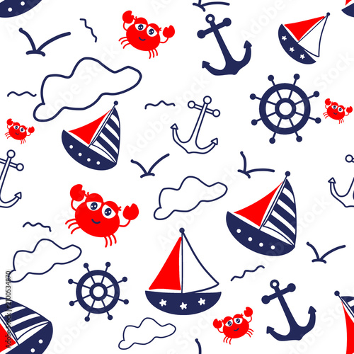 Playful Nautical Seamless Pattern