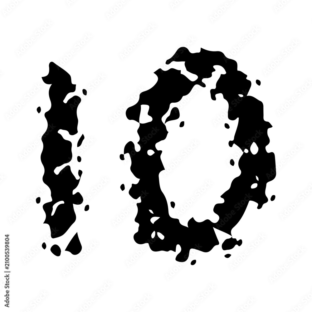 Obraz premium Black grunge numeric Vector Illustration with Outlines Isolated on White Background Detailed 