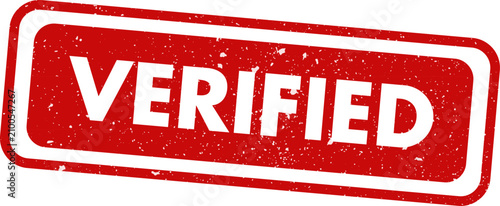 Red 'verified' stamp trust and authentication symbol for business and digital security