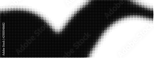 Halftone design with black dots on white background with varying sizes white design composed with gradient