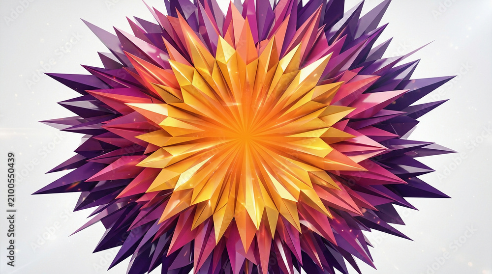 Obraz premium Vibrant colorful spiky flower burst illustration on white background