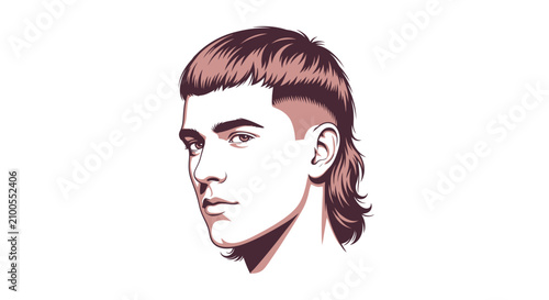 Fotografía Young man with mullet hairstyle looking.