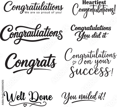 Congratulations and Well Done Calligraphy Typography Quote Collection