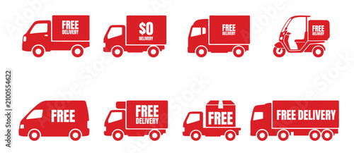 Delivery Truck Icon Set - Free Shipping and Fast Delivery Vehicle Vector Collection