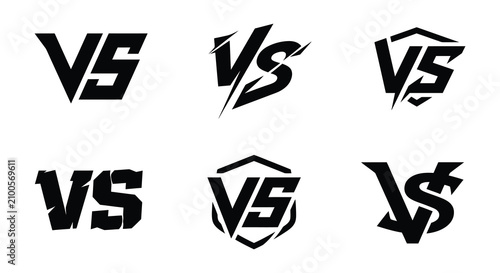 Billede på lærred Versus lettering variations black vector illustration on white background