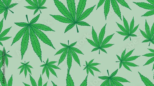 Seamless vector cannabis leaf pattern, cannabis leaf design, seamless fabric pattern.