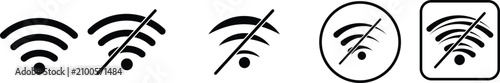 Photos WiFi and Wireless Internet Connection Icons Collection in Outline Style