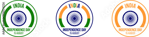 Obraz na plátne India independence day emblems tricolor wheel designs for august 15th celebratio