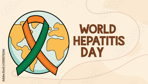 World hepatitis day banner with a globe and an awareness ribbon illustration hepatitis awareness campaign prevention illustration international wellness background informative education