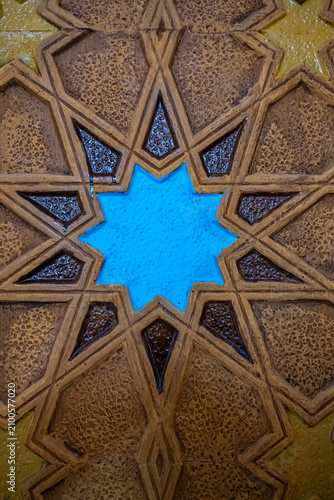 Decorative design of the mausoleum with star patterns and a blue center in Benghazi, Eastern Libya