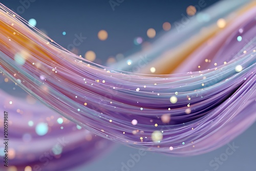 A vibrant 3D abstract composition featuring flowing pastel ribbons and glowing bokeh particles in a dreamy, ethereal digital space.