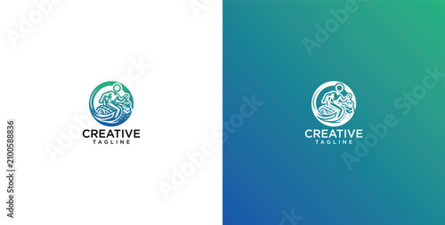 Fotografie Elegant mythical sea goddess logo with intricate aquatic elements, symbolizing a
