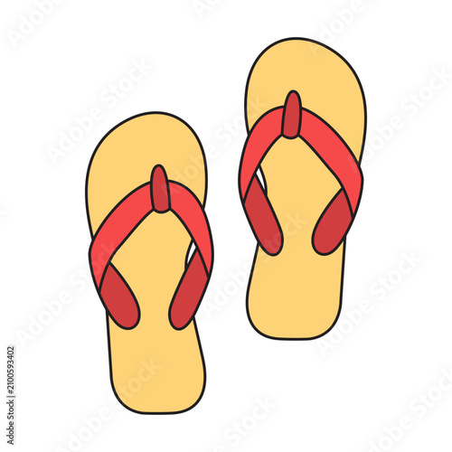 Colorful summer flip flops flat vector isolated on white