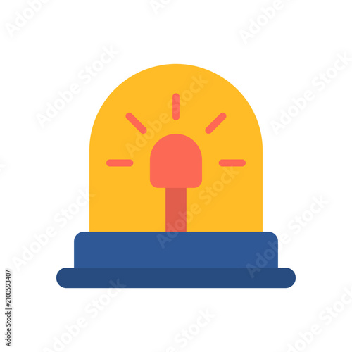 Orange beacon police light flat symbol isolated on white