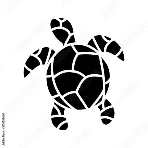 Sea turtle black silhouette vector icon isolated on white background