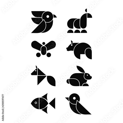 Minimalist Cute Animal Face Vector Icons Collection