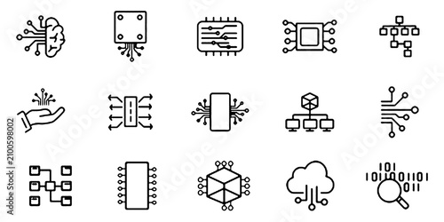 Bild auf Leinwand Microchip icons set