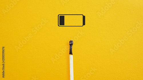 Schilderij op canvas Digital Burnout Concept with Low Battery Life, Technology Exhaustion, Screen Fat