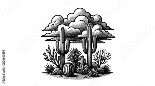 Photography Desert Cactus Plants and Foliage.