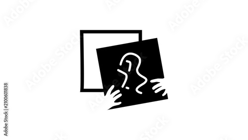 Photography painting theft, black isolated vector silhouette