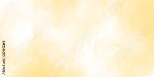 Soft abstract light yellow watercolor background with old paper texture, warm light brown autumn tones, smooth brush strokes, subtle paint stains, and bright white center space.