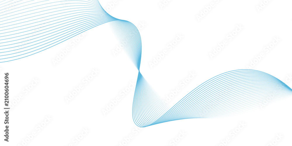 Fototapeta premium Abstract horizontal glowing blue line wave background