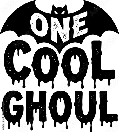 Canvastavla One cool ghoul halloween typography design with dripping letters and bat wings