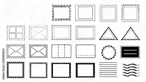 Bild auf Leinwand Collection Of Vintage Stamp Frames And Seals Black Vector Illustration