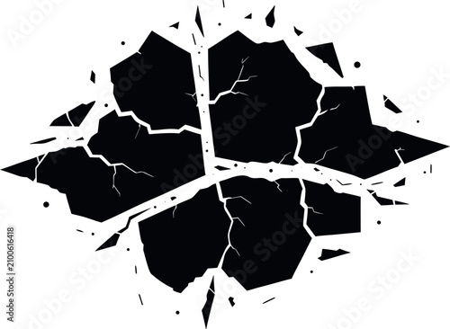 Photos Vector illustration of a shattered surface or cracked wall effect isolated on wh