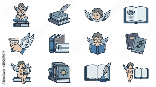 Photos Collection of Cherubs and Books Illustrations.