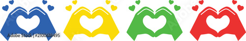 Diversity and inclusion hand hearts graphic celebrating unity and acceptance with vibrant colors