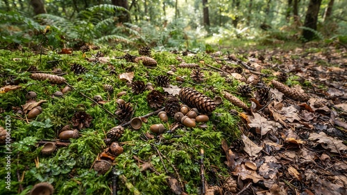 pine cones on the ground