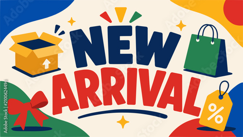 Colorful retail banner featuring 