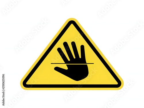 Warning sign for laser hazard and do not touch symbol, flat vector icon