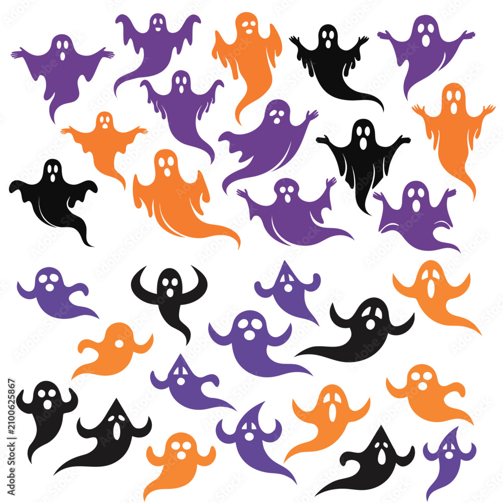 Fototapeta premium Hallowen ghost icon set collection vector illustration .