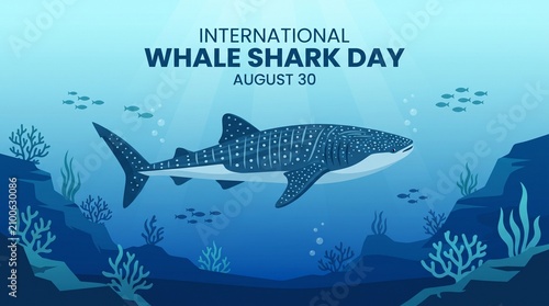 Whale shark swimming in ocean underwater scene