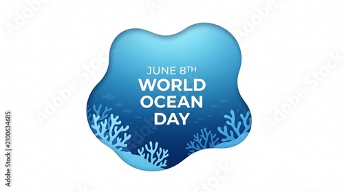 World ocean day logo with ocean wave design