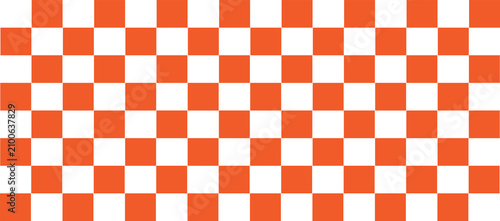 Orange and white checkered pattern seamless background isolated on transparent background