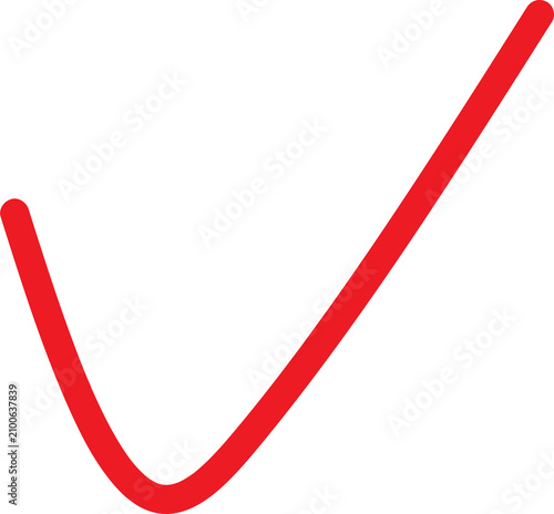 Red curved line vector icon isolated on transparent background