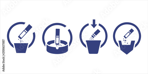 Cigarette disposal icon set silhouette Vector, illustration