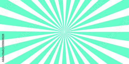 Foto Mint green and white radial burst background, a classic graphic design element evoking energy and motion