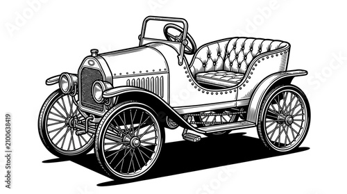 Fotografía Early 20th century antique runabout car illustration.