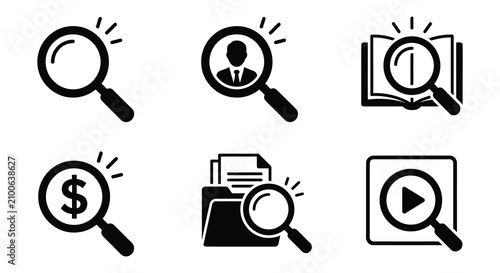 Fotografía Magnifying Glass Search Icons Flat Vector Illustration On White Background